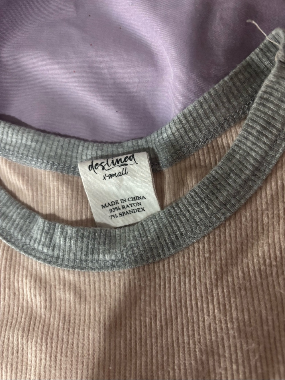 Destined Ribbed Contrast Ringer Baby Tee XS - Picture 2 of 2